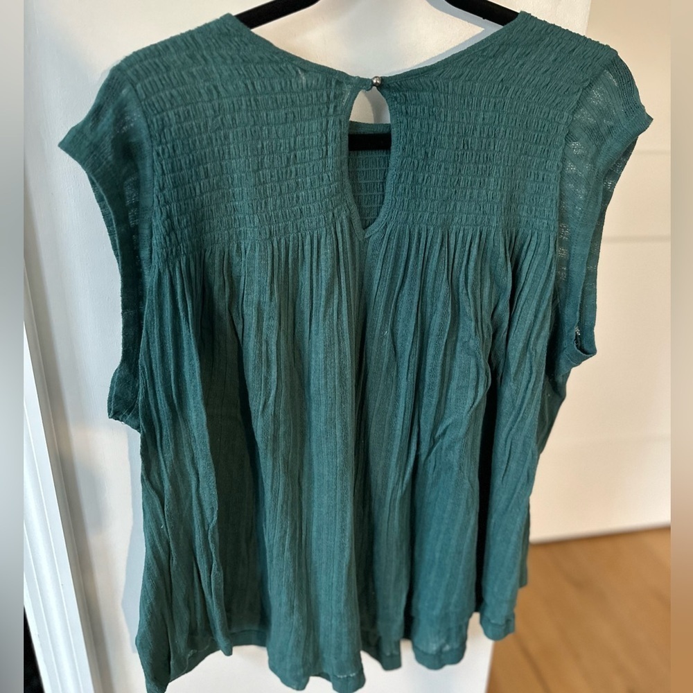 Anthropologie Akemi & Kim Smocked Swing Top in Green - Picture 9 of 9